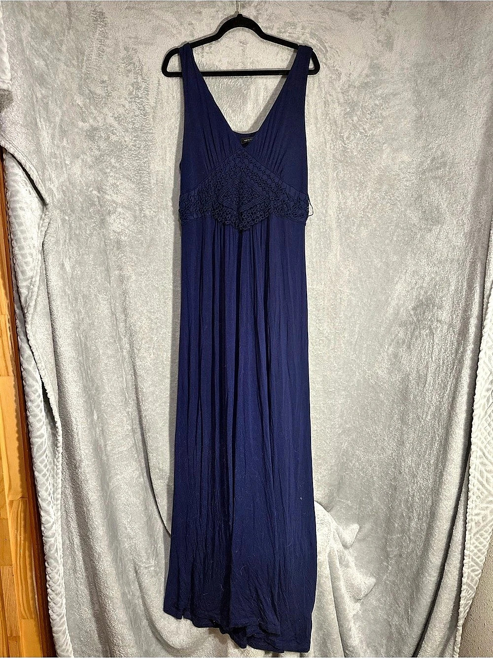 Spense Maxi Lace Overlay Dress in Blue Size xl